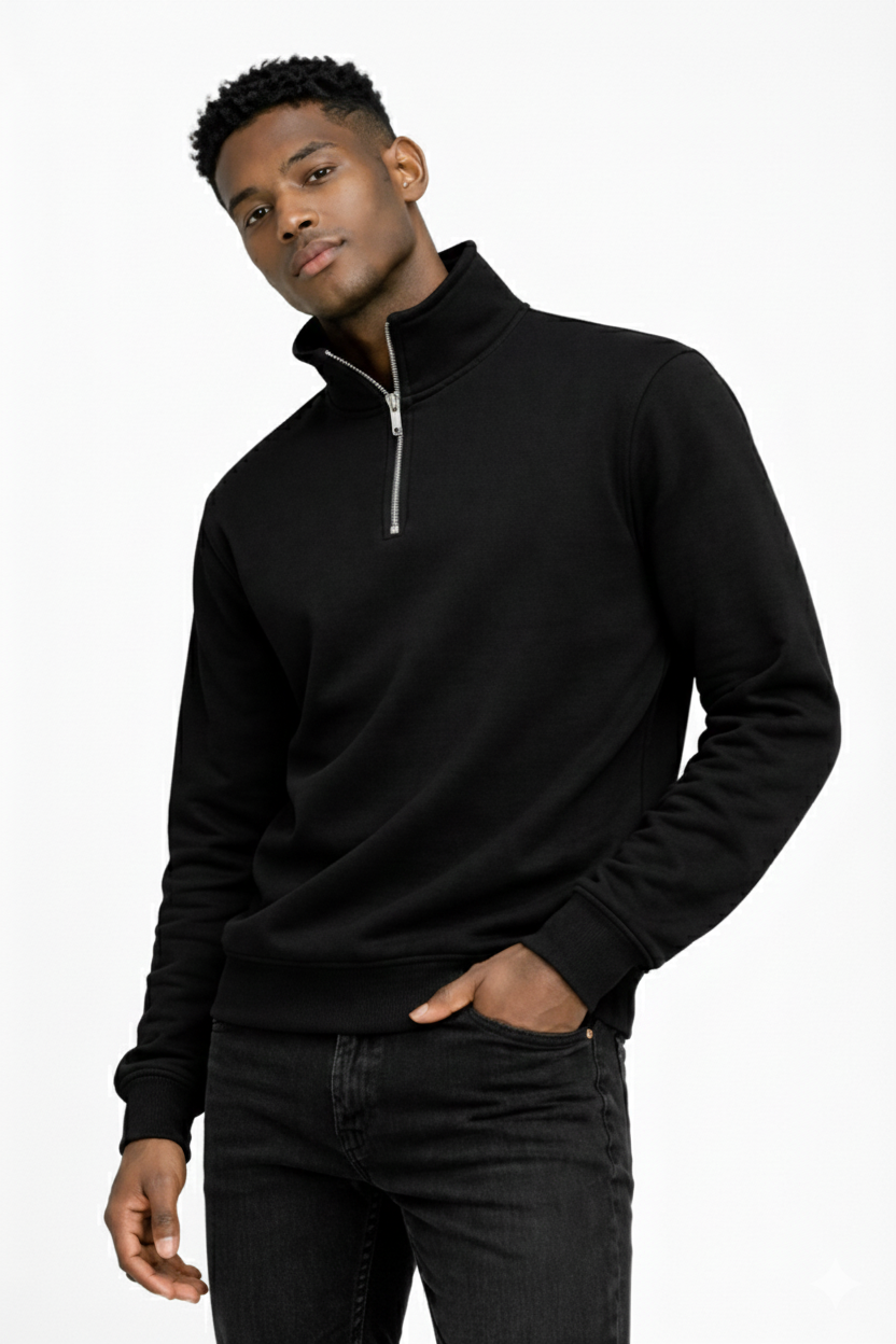 Black Quarter Zip Sweatshirt