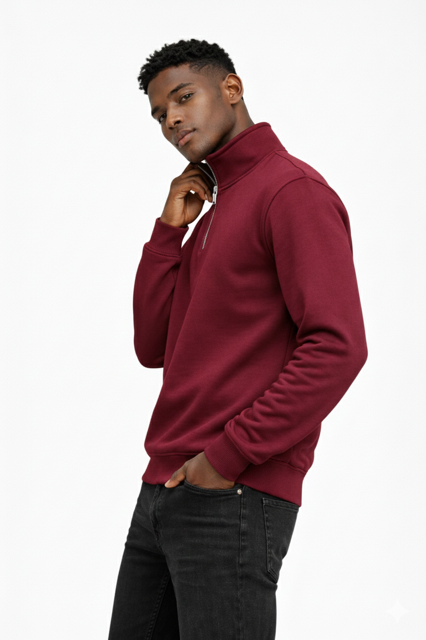 Burgundy Quarter Zip Sweatshirt