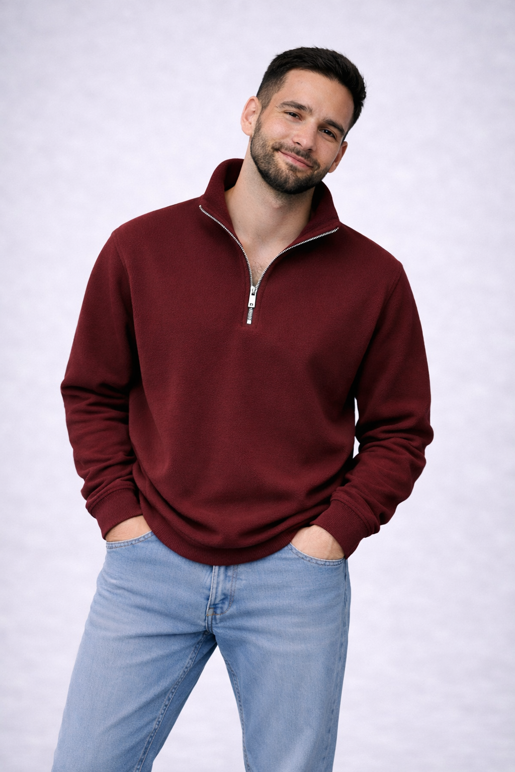 Burgundy Quarter Zip Sweatshirt